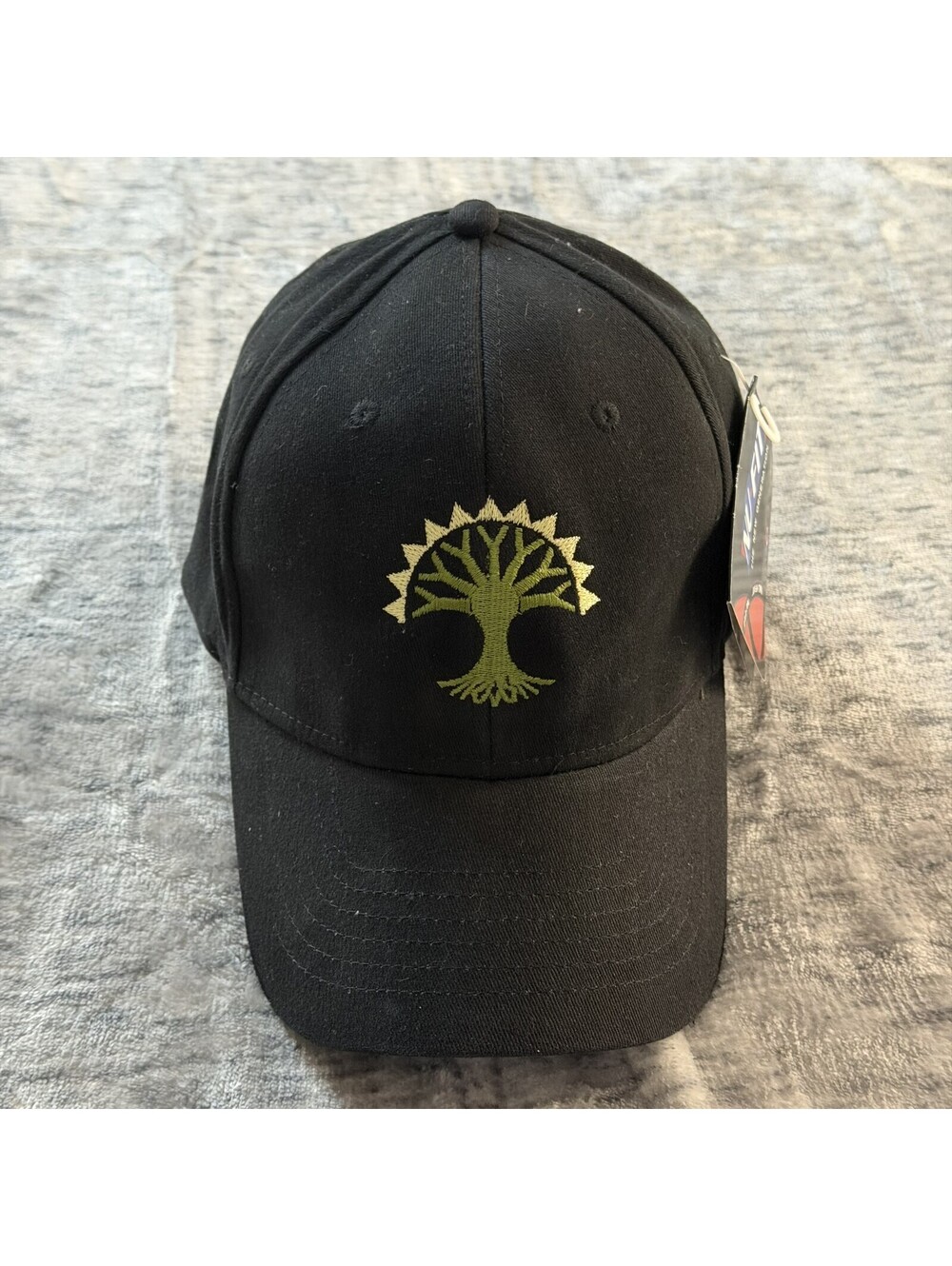 Magic The Gathering Forest Mana Symbol Black NU-FIT Stretch Fitted Cap L/XL MTG